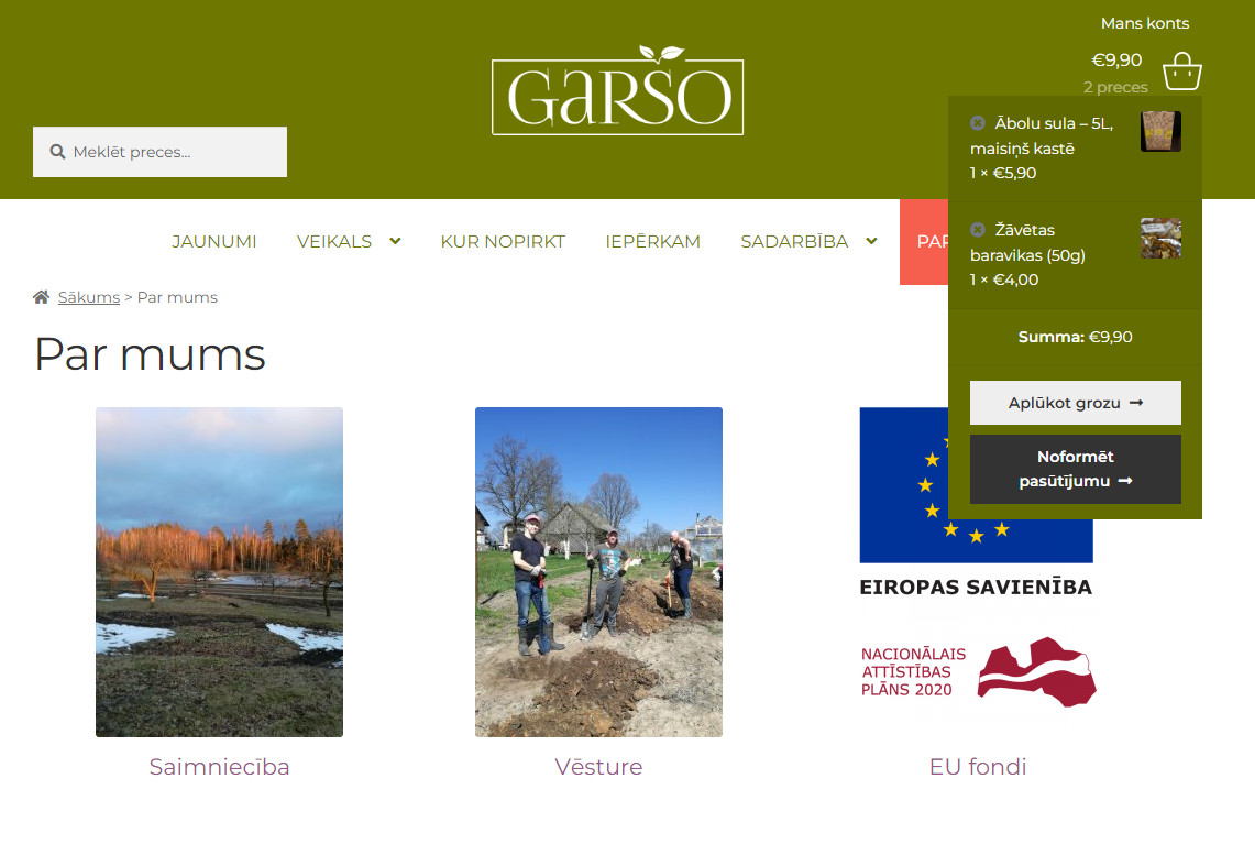 garsso.lv par mums atvērts grozs